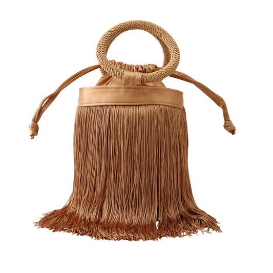 Bolsa de Mão Festa Franja Tassel Marrom