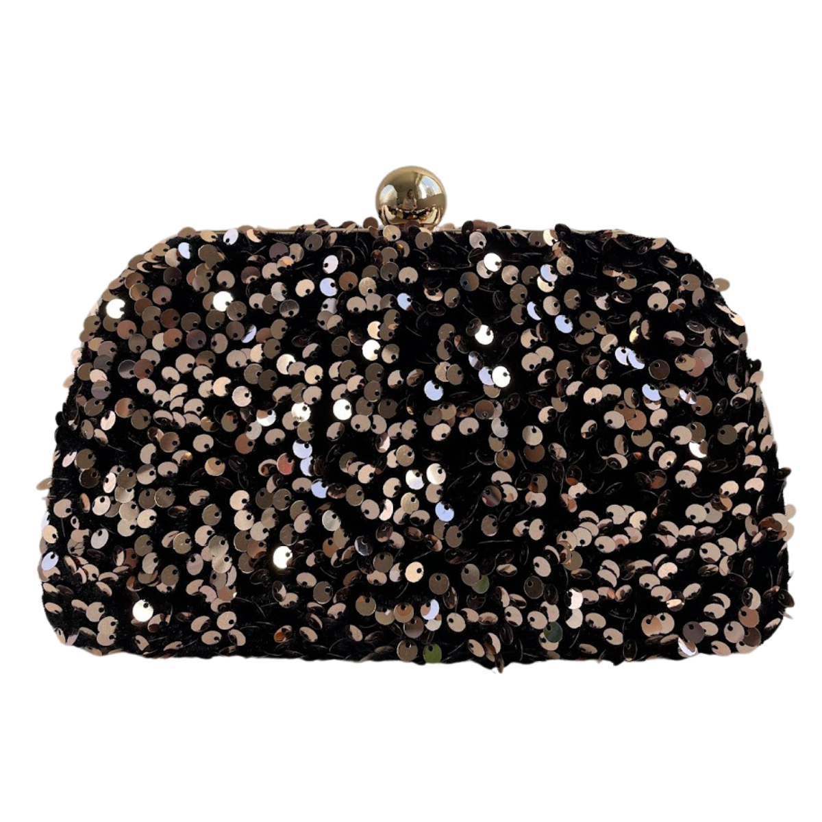 Bolsa de Festa Clutch Paetê Lantejoulas Preta e Bronze