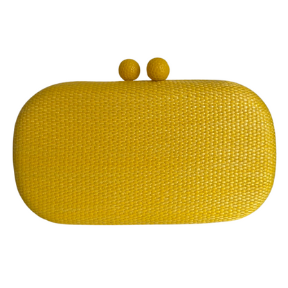 Bolsa de Festa Clutch Oval Palha Amarelo