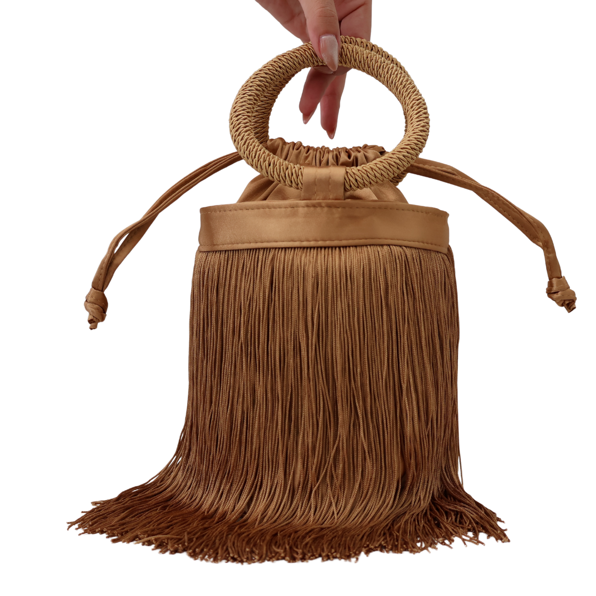 Bolsa de Mão Festa Franja Tassel Marrom
