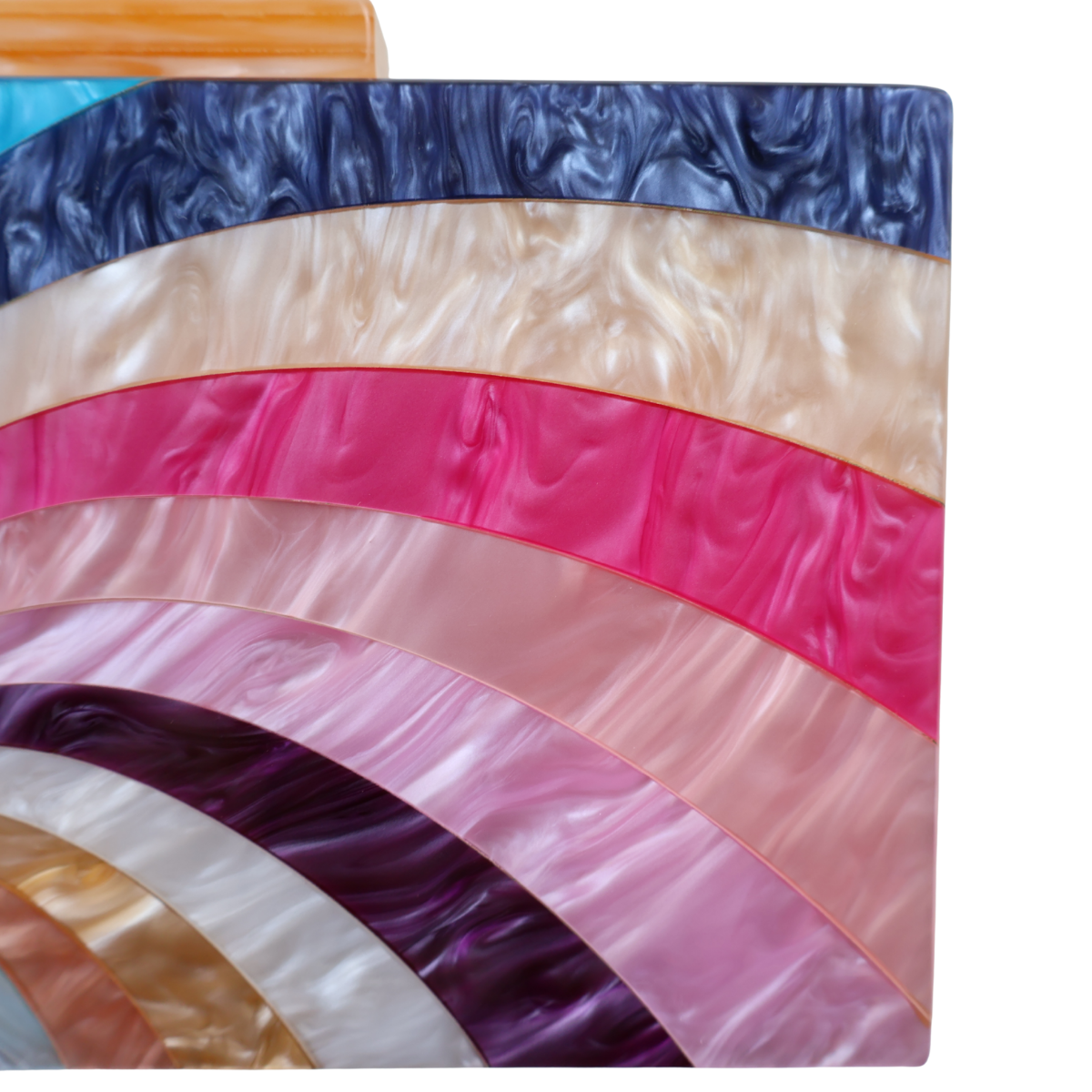 Bolsa de Festa Clutch Acrílico Arco Íris Bege