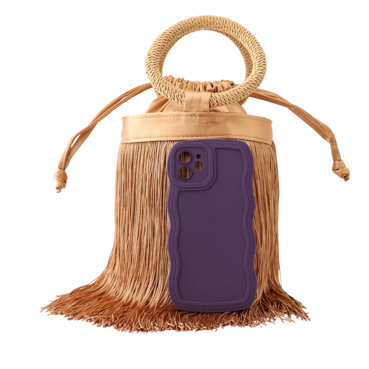 Bolsa de Mão Festa Franja Tassel Marrom