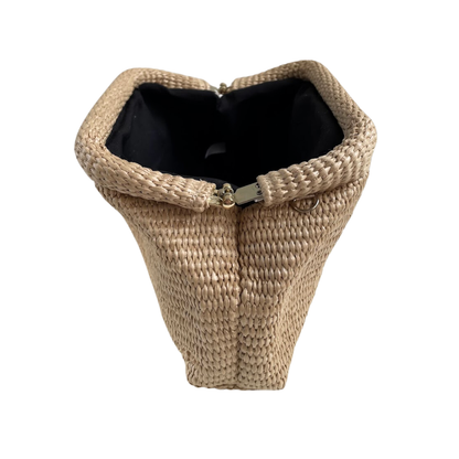 Bolsa Pouch Festa Clutch Palha Bege