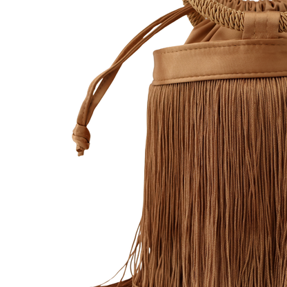 Bolsa de Mão Festa Franja Tassel Marrom