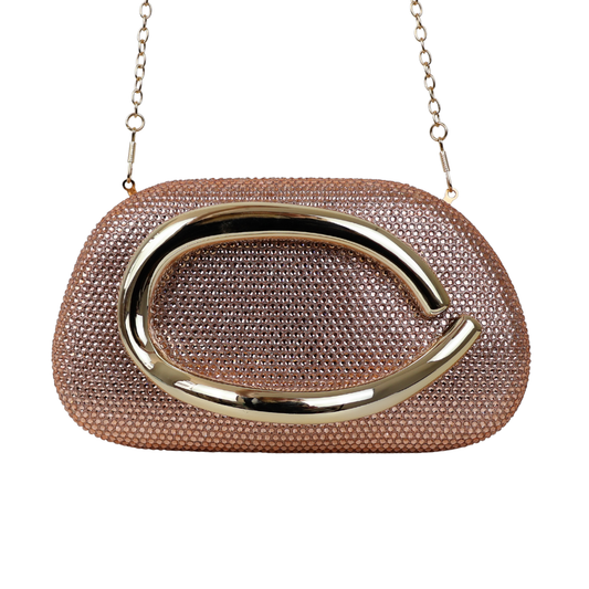 Bolsa Festa Clutch Strass Rosê Gold