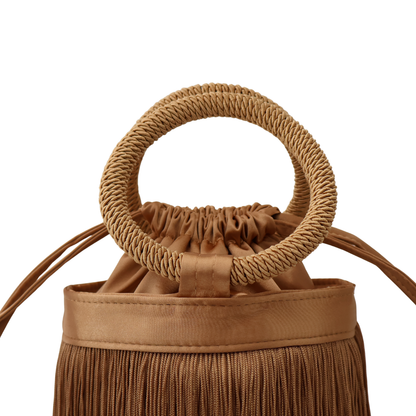 Bolsa de Mão Festa Franja Tassel Marrom
