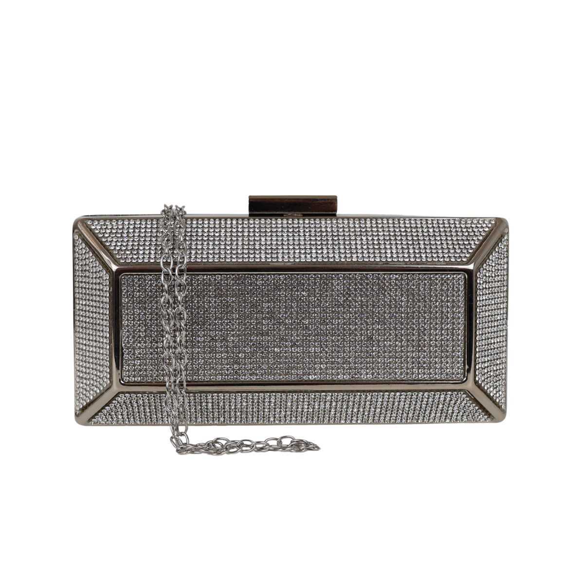 Bolsa Festa Clutch Pedraria Strass Prata