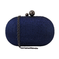 Bolsa Festa Clutch Pedraria Strass Oval Azul Marinho