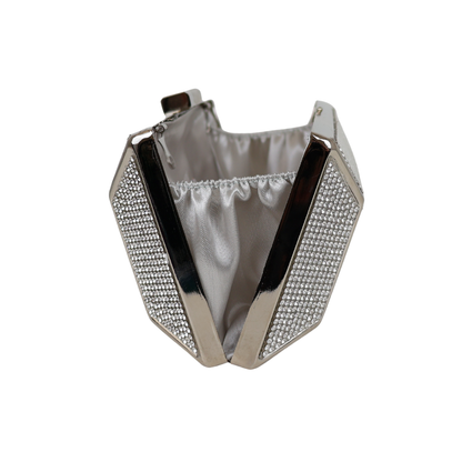 Bolsa Festa Clutch Pedraria Strass Prata