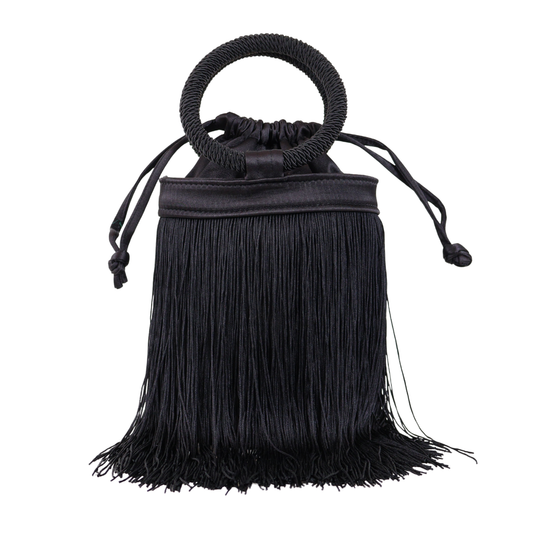 Bolsa de Mão Festa Franja Tassel Preta