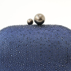 Bolsa Festa Clutch Pedraria Strass Oval Azul Marinho