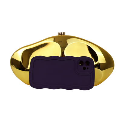 Bolsa de Festa Clutch Metalizada Dourada Amarelada