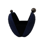 Bolsa Festa Clutch Pedraria Strass Oval Azul Marinho