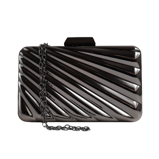 Bolsa de Festa Clutch Prata Grafite Metalizada