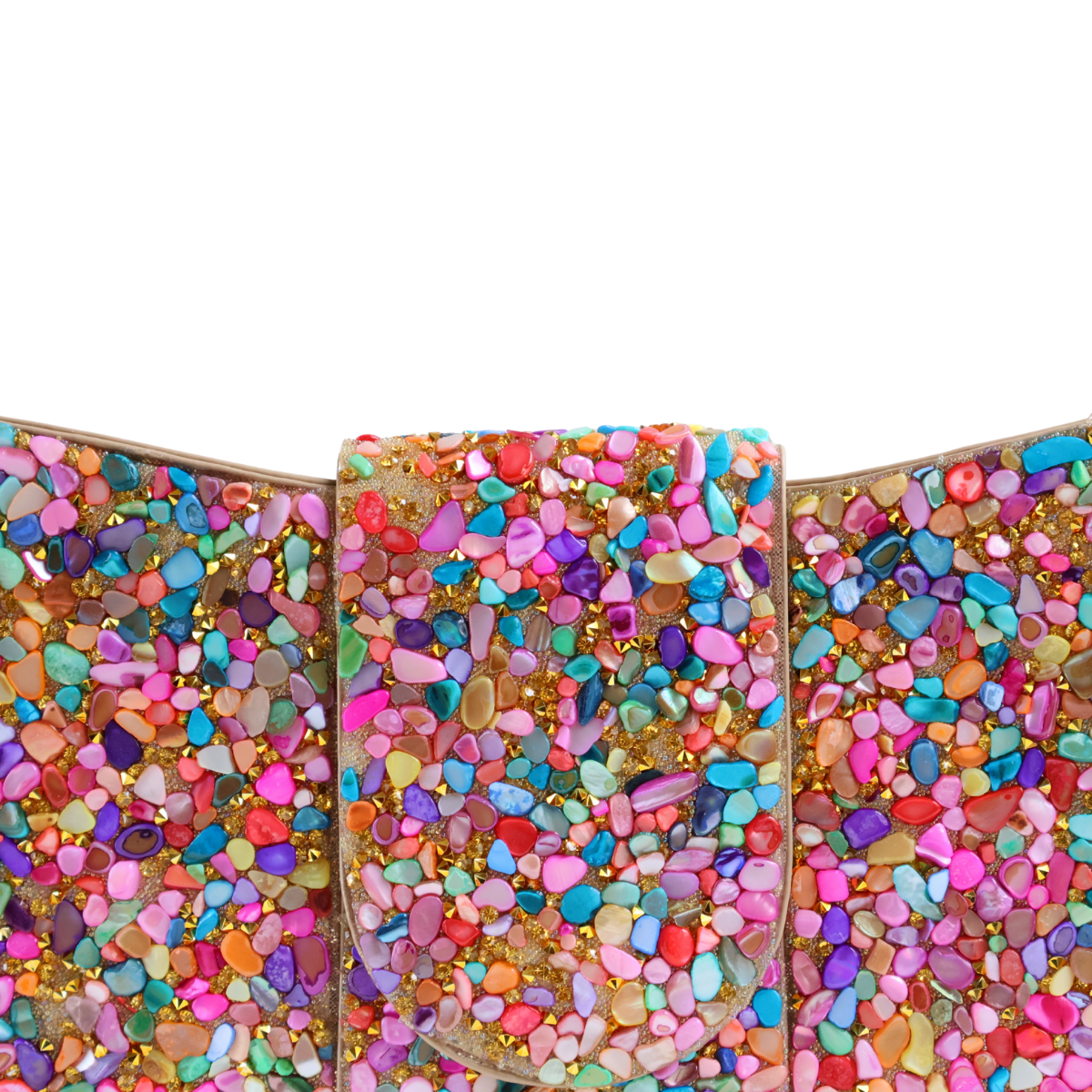 Bolsa Carteira de Festa Clutch Pedraria Colorida