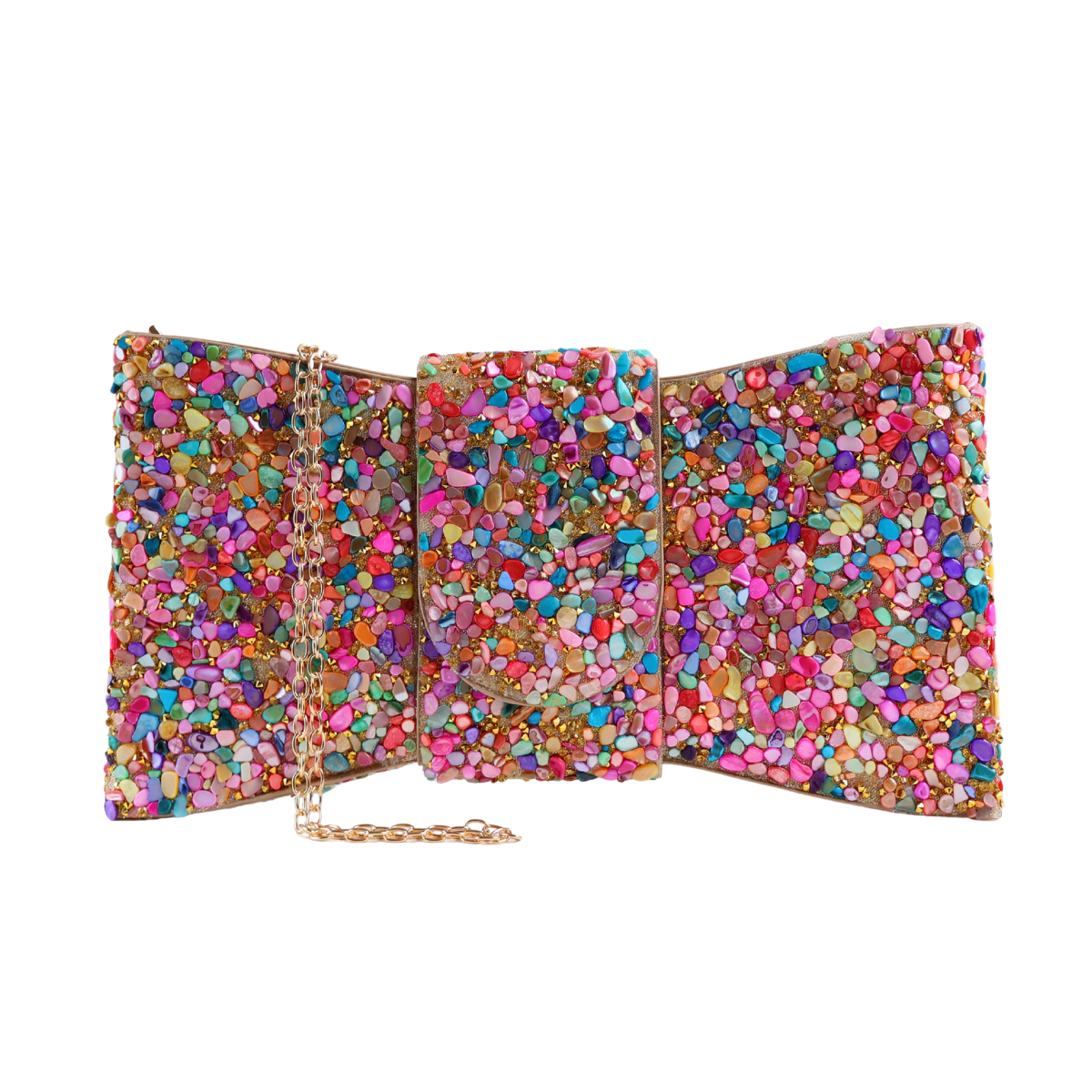 Bolsa Carteira de Festa Clutch Pedraria Colorida