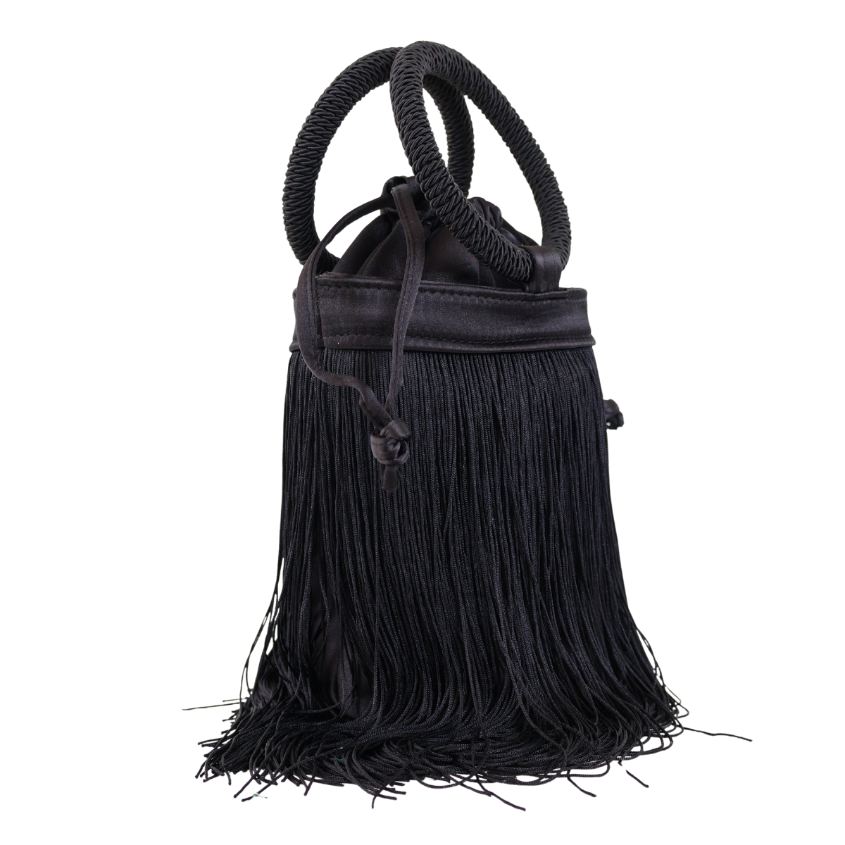 Bolsa de Mão Festa Franja Tassel Preta