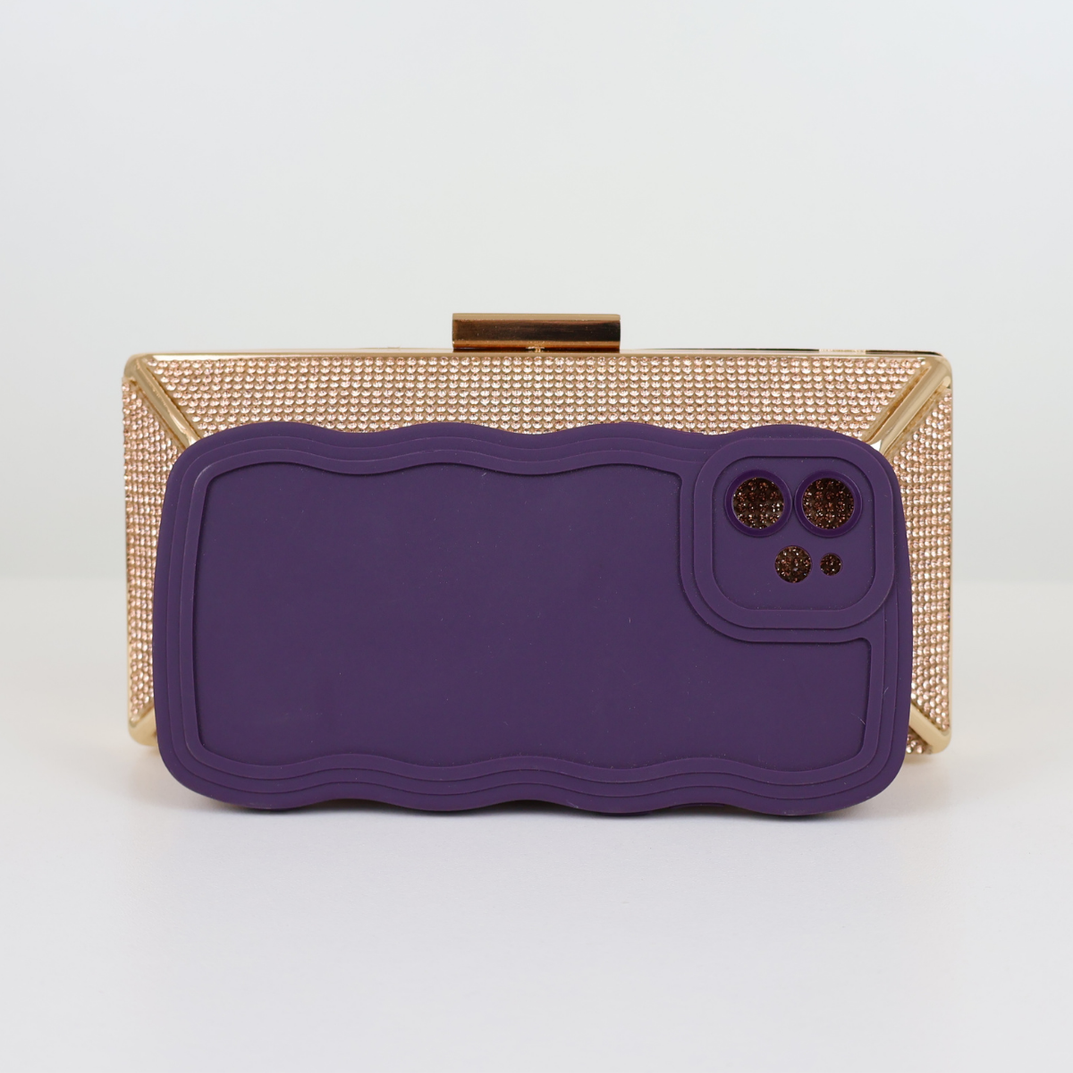 Bolsa Festa Clutch Pedraria Strass Champagne