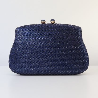 Bolsa Festa Clutch Pedraria Strass Azul Marinho