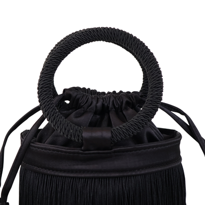 Bolsa de Mão Festa Franja Tassel Preta