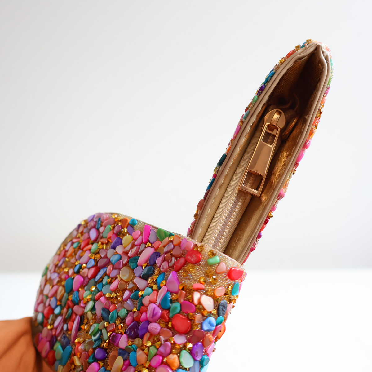 Bolsa Carteira de Festa Clutch Pedraria Colorida