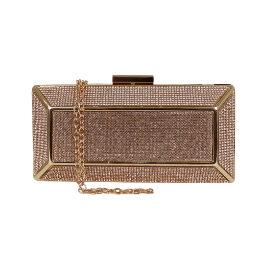 Bolsa Festa Clutch Pedraria Strass Champagne