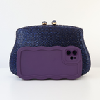 Bolsa Festa Clutch Pedraria Strass Azul Marinho