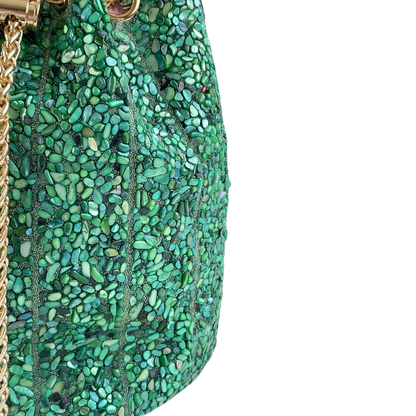 Bolsa Festa Clutch Pouch Pedraria Verde