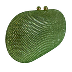Bolsa Festa Clutch Pedraria Strass Oval Verde Lima
