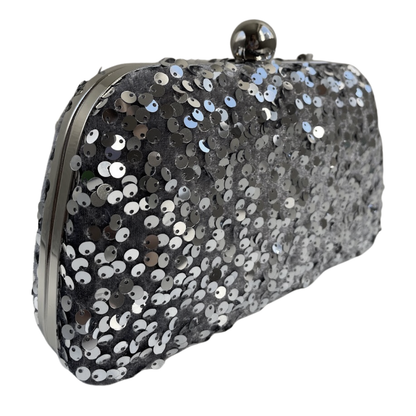 Bolsa de Festa Clutch Paetê Lantejoulas Prata