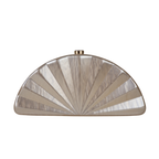 Bolsa de Festa Clutch Acrílico Perolado Meia Lua Bege