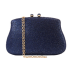 Bolsa Festa Clutch Pedraria Strass Azul Marinho