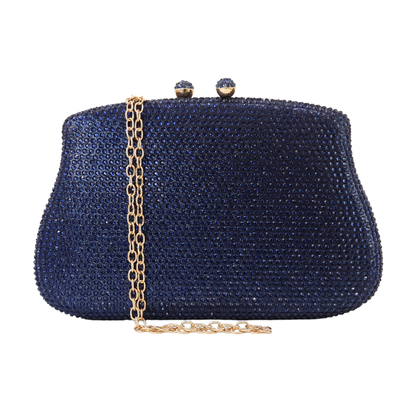 Bolsa Festa Clutch Pedraria Strass Azul Marinho