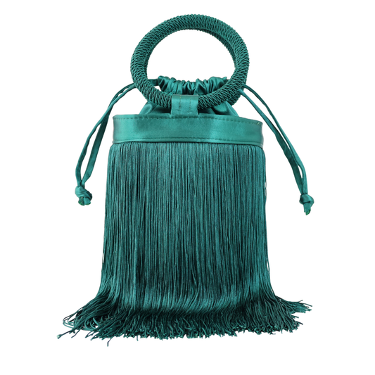 Bolsa de Mão Festa Franja Tassel Verde