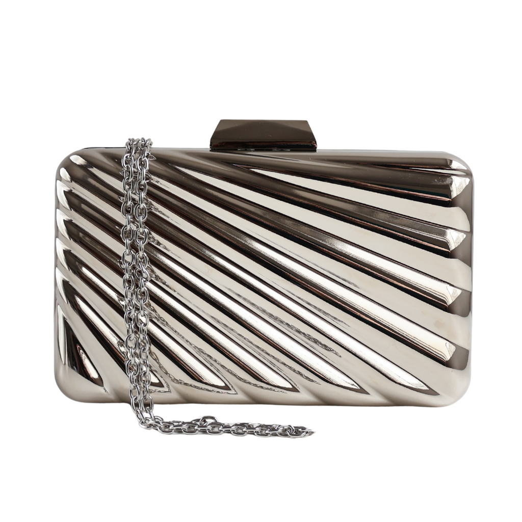 Bolsa de Festa Clutch Prateada Metalizada