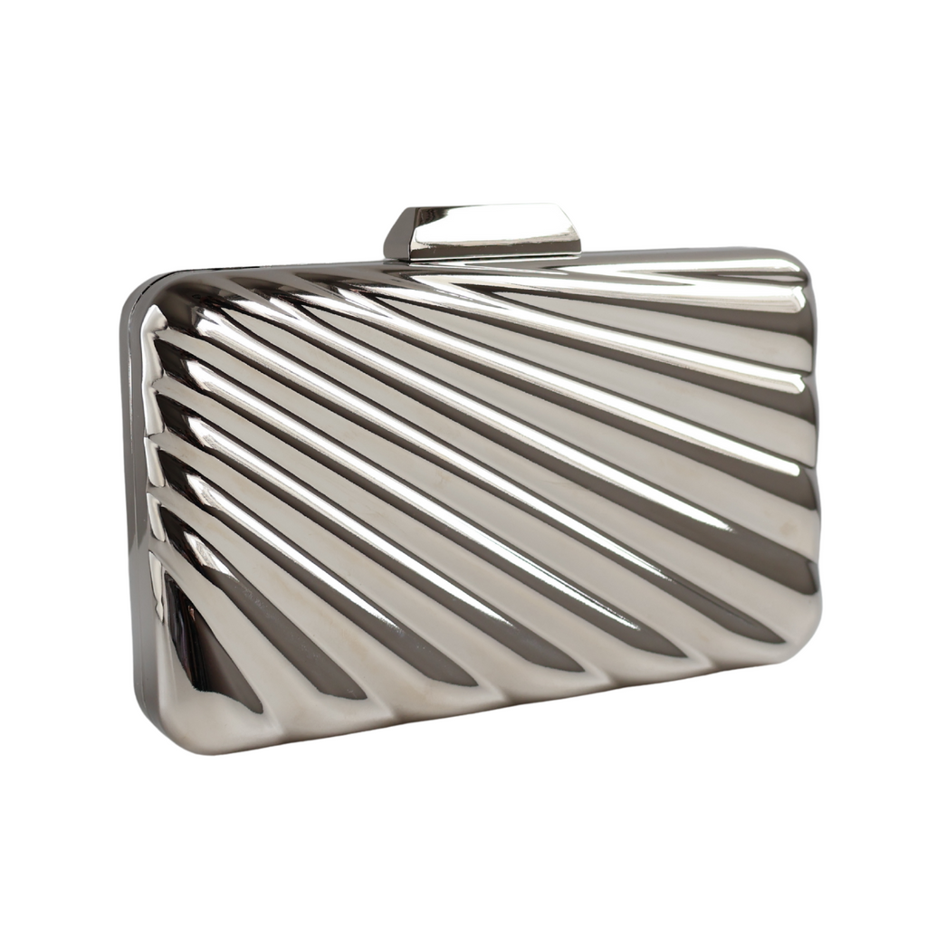 Bolsa de Festa Clutch Prateada Metalizada