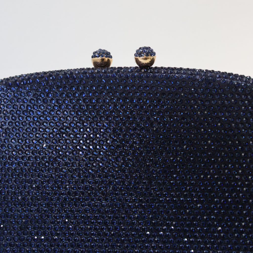 Bolsa Festa Clutch Pedraria Strass Azul Marinho