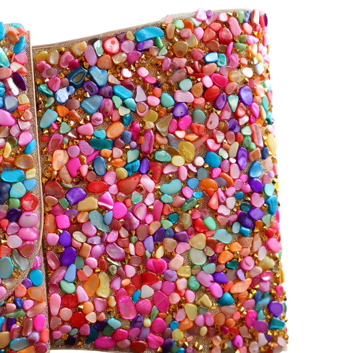 Bolsa Carteira de Festa Clutch Pedraria Colorida