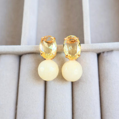 Brinco Dourado e Cristal Amarelo - Semijoia