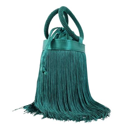 Bolsa de Mão Festa Franja Tassel Verde