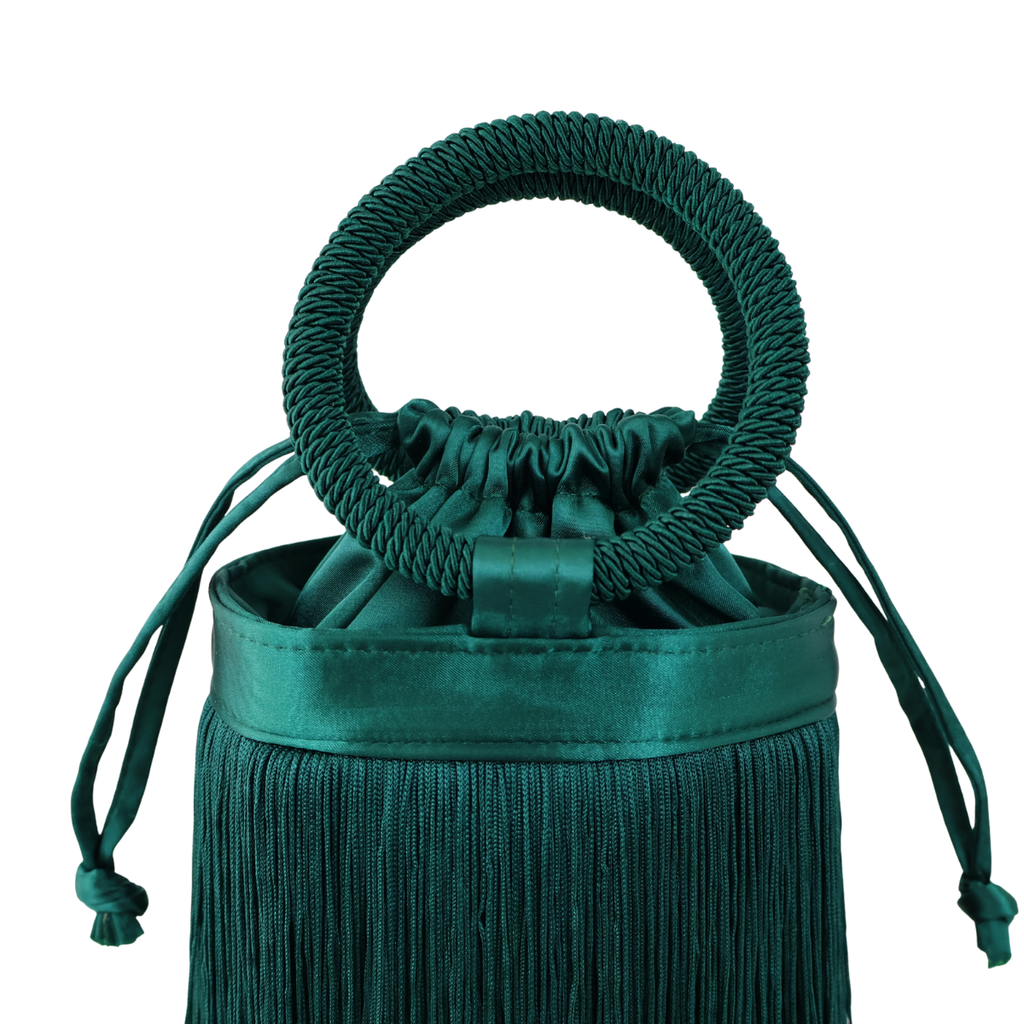 Bolsa de Mão Festa Franja Tassel Verde