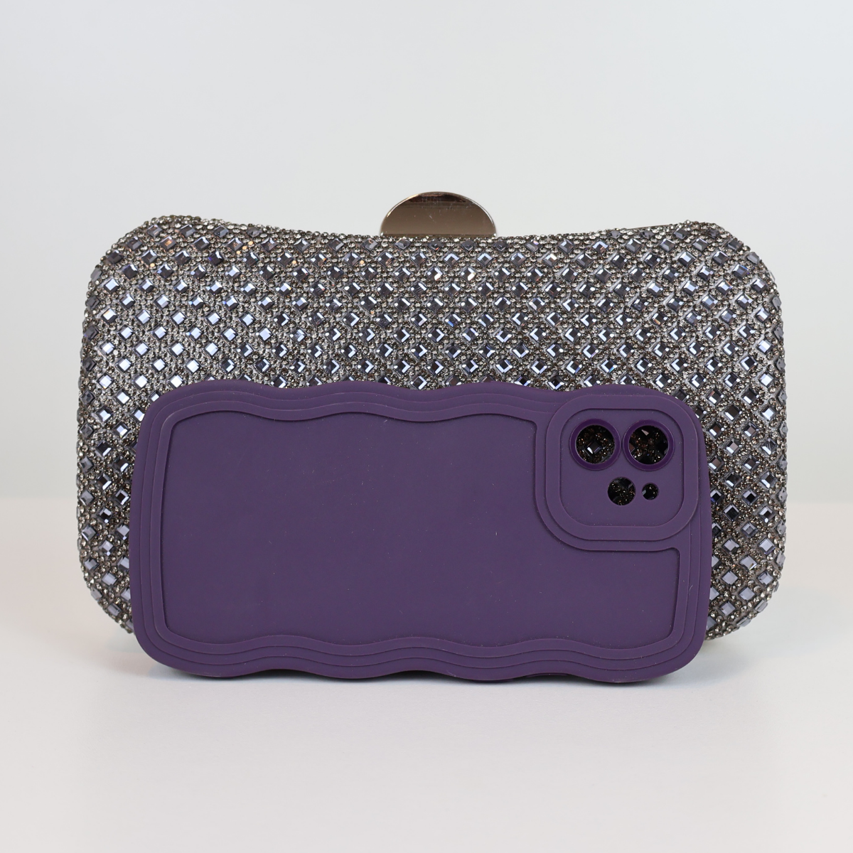 Bolsa Festa Clutch Strass Prata Grafite