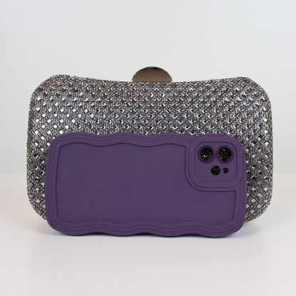 Bolsa Festa Clutch Strass Prata Grafite