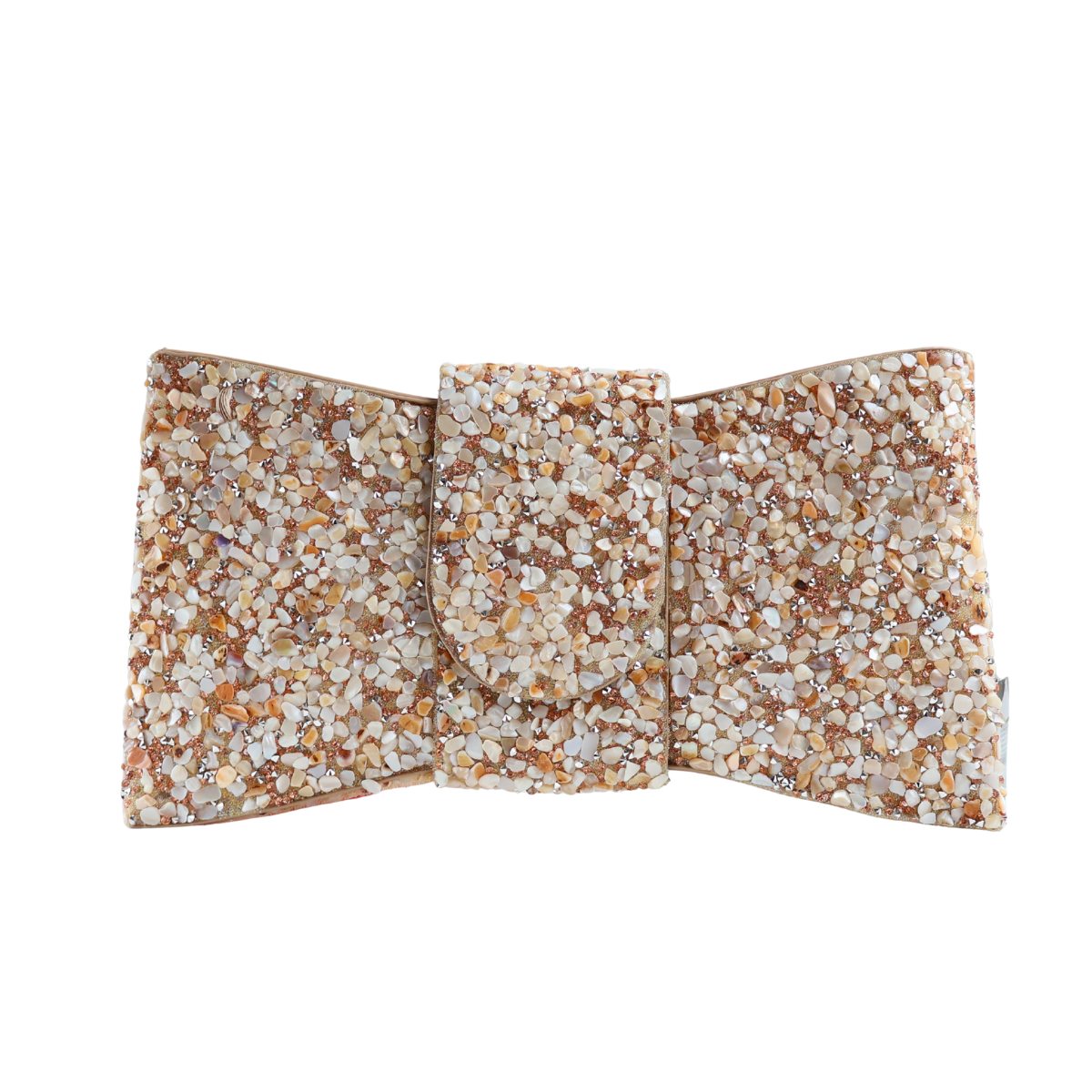 Bolsa Carteira de Festa Clutch Pedraria Bege