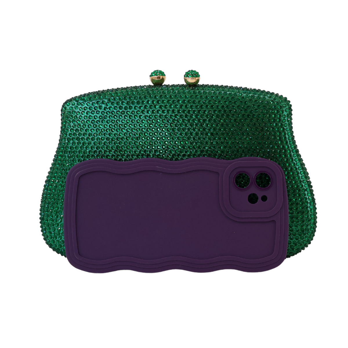 Bolsa Festa Clutch Pedraria Strass Verde
