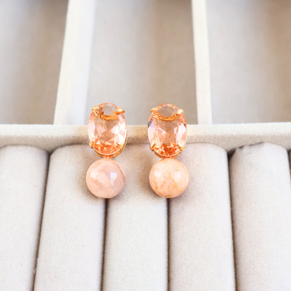 Brinco Dourado e Cristal Laranja Champagne - Semijoia