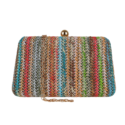 Bolsa de Festa Clutch Palha Colorida