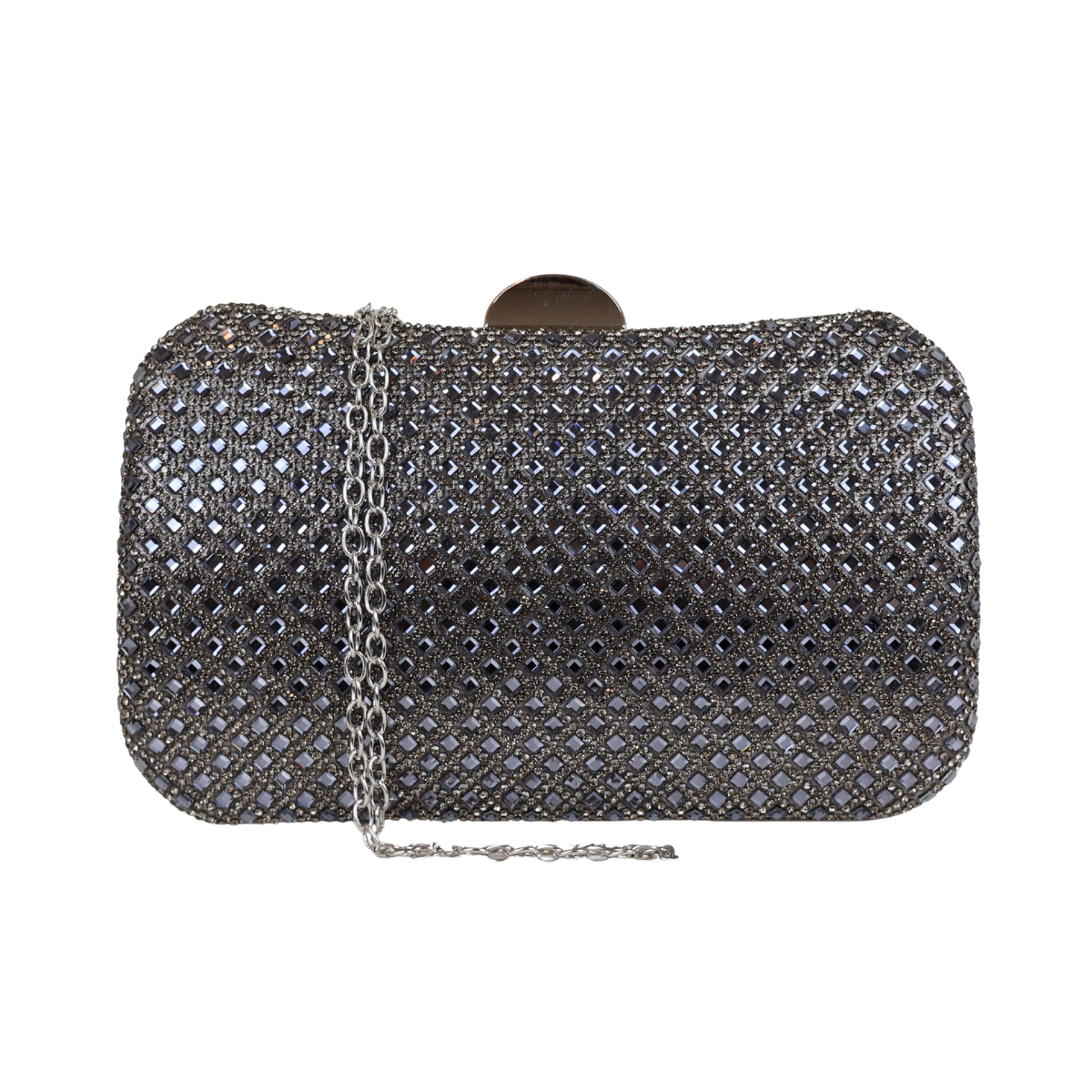 Bolsa Festa Clutch Strass Prata Grafite