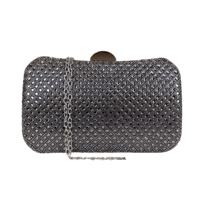 Bolsa Festa Clutch Strass Prata Grafite
