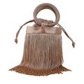 Bolsa de Mão Festa Franja Tassel Bege